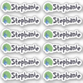 Set of 12 Cute Peacock Name Stickers シール (正面)