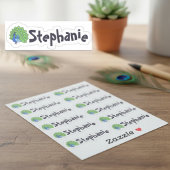 Set of 12 Cute Peacock Name Stickers シール