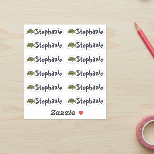 Set of 12 Cute Turtle Name Labels シール