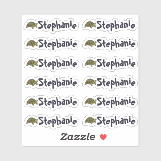 Set of 12 Cute Turtle Name Labels シール (シート)