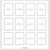 Set of 12 Personalized Waterproof Household Labels シール (シート)