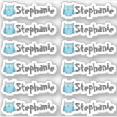 Set of 12 Small Whimsical Owl Name Labels シール (正面)
