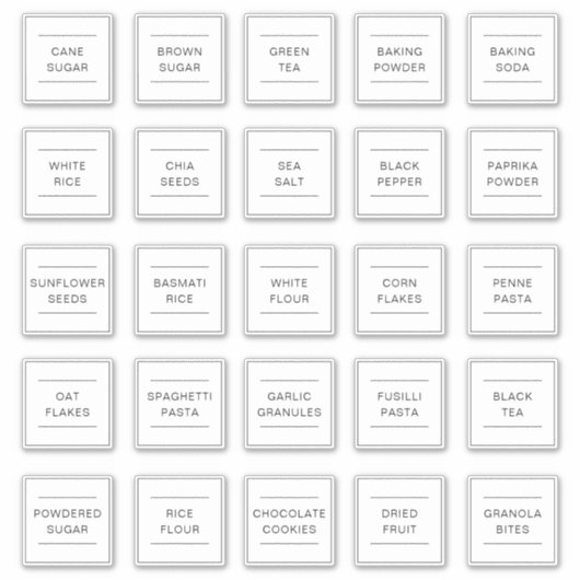 Set of 25 Personalized Waterproof Kitchen Labels シール (正面)