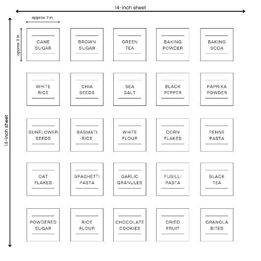 Set of 25 Personalized Waterproof Kitchen Labels シール