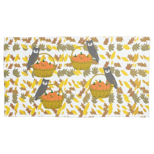 Set of 2 Autumn  Pumpkins Fall Pillow Cases / Sham 枕カバー (正面左)