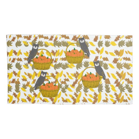 Set of 2 Autumn Pumpkins Fall Pillow Cases / Sham 枕カバー (裏面-右)