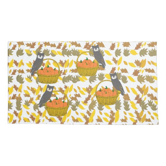 Set of 2 Autumn  Pumpkins Fall Pillow Cases / Sham 枕カバー (裏面-左)