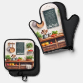 Set of 2 Oven Mitt & Potholder | Personalize Gift 鍋つかみ&鍋敷きセット (正面/裏面)