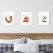 Set of 3 Baby Nursery Artwork Cute Animals Cars (寝室)