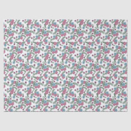 Set of 3-Boho Floral Pattern in Pink, Taupe & Teal 薄葉紙