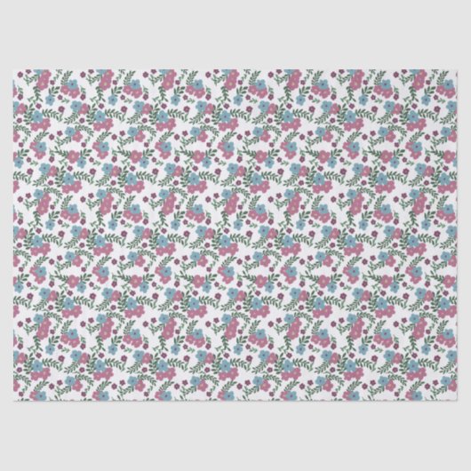 Set of 3-Boho Floral Pattern in Pink, Taupe & Teal 薄葉紙 (正面)