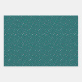 Set of 3-Cute Stars and Hearts in Teal, Red & Pink ラッピングペーパーシート (正面3)