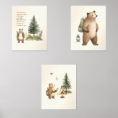 Set of 3 One Happy Camper Bear Nursery Wall Art (正面)