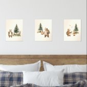 Set of 3 One Happy Camper Bear Nursery Wall Art (寝室)