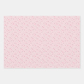 Set of 3 - Pink & Red Mini Stars and Hearts  ラッピングペーパーシート (正面3)
