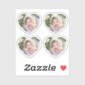 Set of 4 Cute Heart Custom Photo シール (シート)