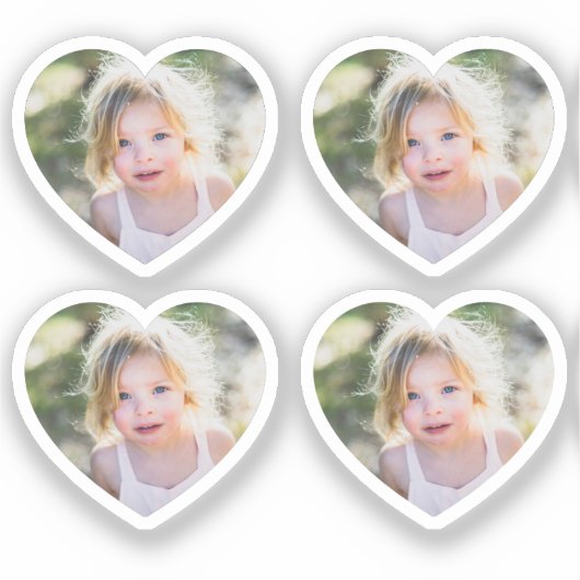 Set of 4 Cute Heart Custom Photo シール (正面)