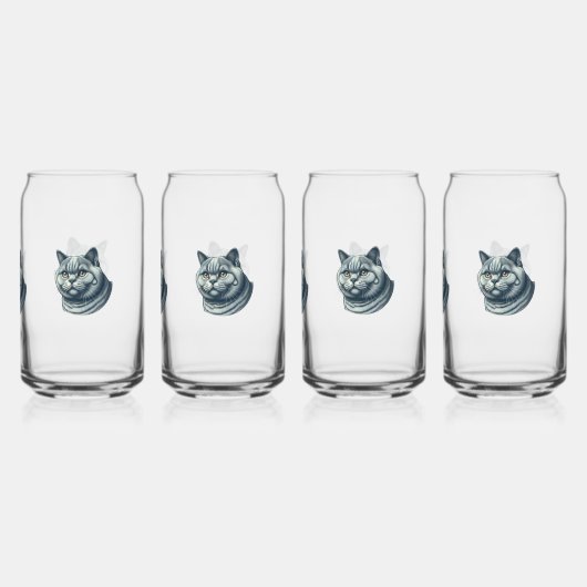set of 4 glasses cat  ガラス缶 (裏面)