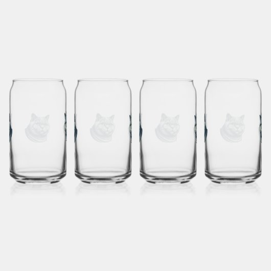 set of 4 glasses cat  ガラス缶 (右)