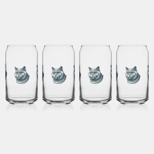 set of 4 glasses cat  ガラス缶 (左)