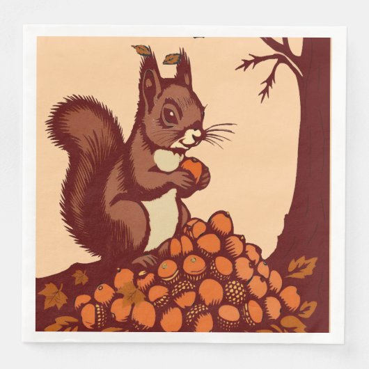 🐿️ Set of 50 Squirrel Paper Napkins (正面)