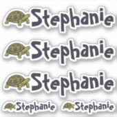 Set of 5 Cute Turtle Name Stickers シール (正面)