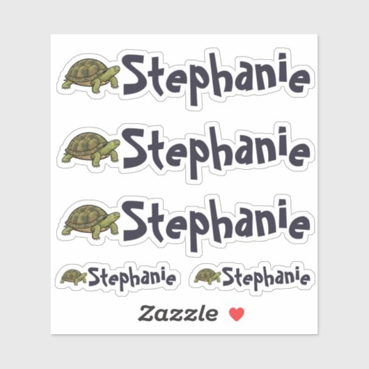 Set of 5 Cute Turtle Name Stickers シール (シート)