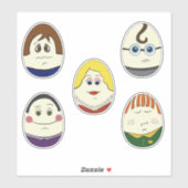 Set of 5 Painted Easter Egg Characters シール (シート)