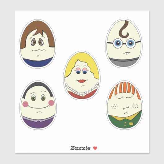 Set of 5 Painted Easter Egg Characters シール (シート)