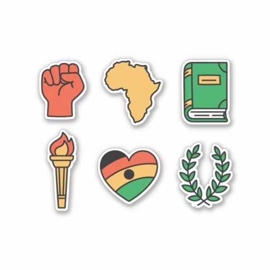 Set of 6 Black History Month Symbols シール (正面)