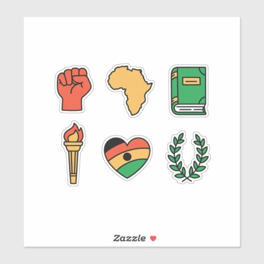 Set of 6 Black History Month Symbols シール (シート)