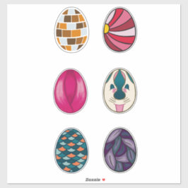 Set of 6 Colorful Easter Eggs シール