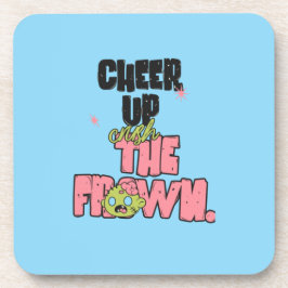 SET OF 6 CRUSH THE FROWN CHEER UP  PLASTIC COASTER コースター