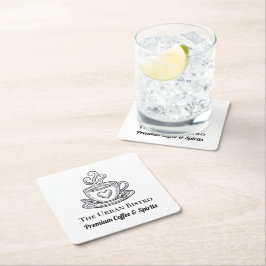 Set of 6 Custom Coasters for Company - Simple  スクエアペーパーコースター