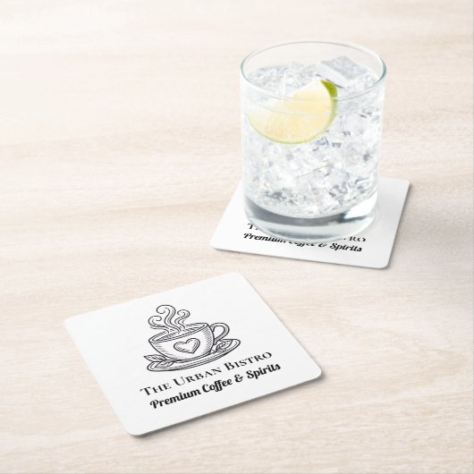 Set of 6 Custom Coasters for Company - Simple  スクエアペーパーコースター (インサイチュ)