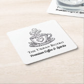 Set of 6 Custom Coasters for Company - Simple  スクエアペーパーコースター (アングル)