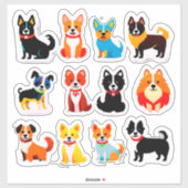 Set Of Adorable Dogs シール (シート)