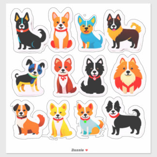 Set Of Adorable Dogs シール
