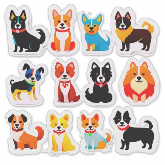Set Of Adorable Dogs シール (正面)