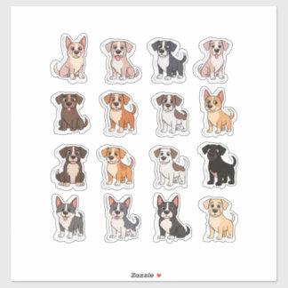 Set Of Adorable Dogs シール
