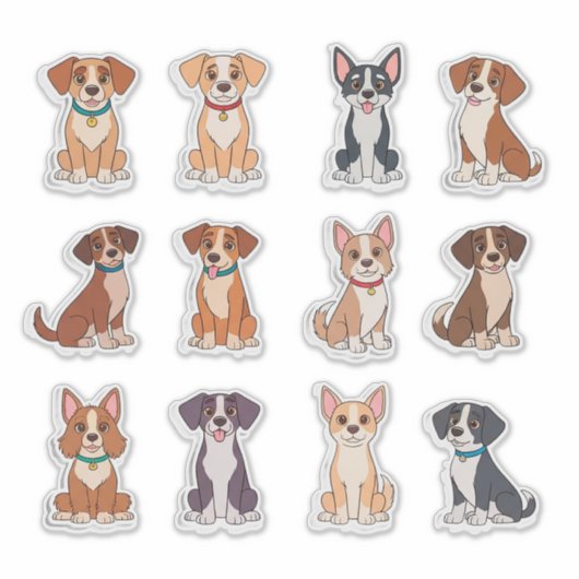 Set Of Adorable Dogs シール (正面)
