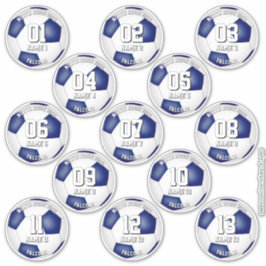 set of blue white team colors 13 soccer players シール