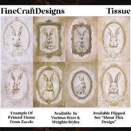 Set Of Cute Vintage Framed Rabbits EV2R Decoupage 薄葉紙