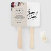 Set of Fans (​Elegant Rustic Marsala Floral Save) ハンドファン (正面&裏面)
