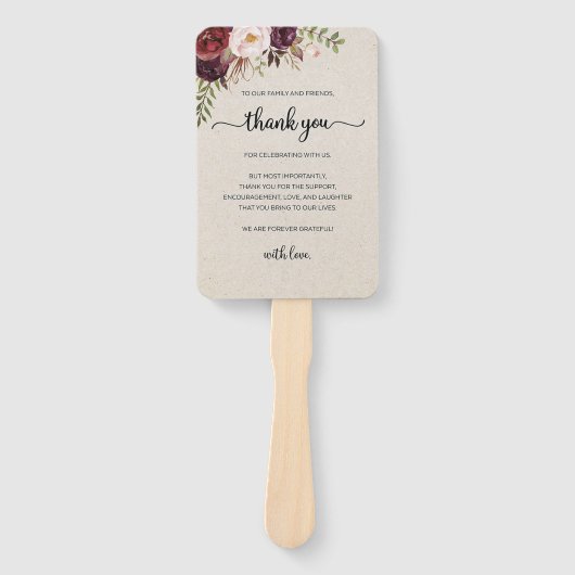 Set of Fans (​Elegant Rustic Marsala Floral Save) ハンドファン (正面)