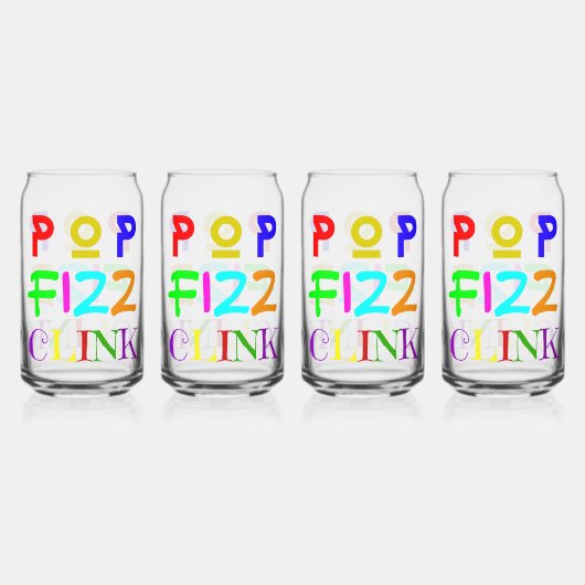 Set Of Four New Year Printed Can Glasses ガラス缶 (正面)