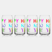 Set Of Four New Year Printed Can Glasses ガラス缶 (右)