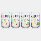 Set Of Four New Year Printed Can Glasses ガラス缶 (正面)