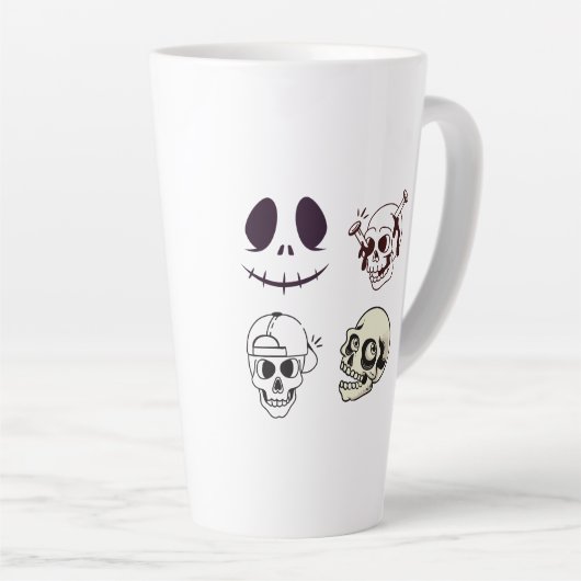 Set of Four Unique Skull Illustrations カフェラテマグ (右アングル)