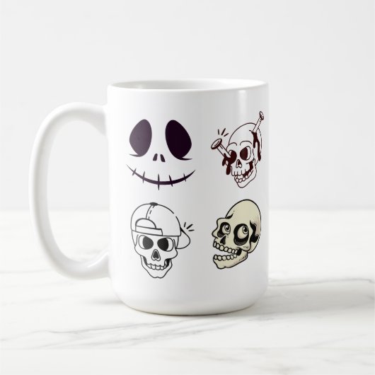 Set of Four Unique Skull Illustrations コーヒーマグカップ (左)